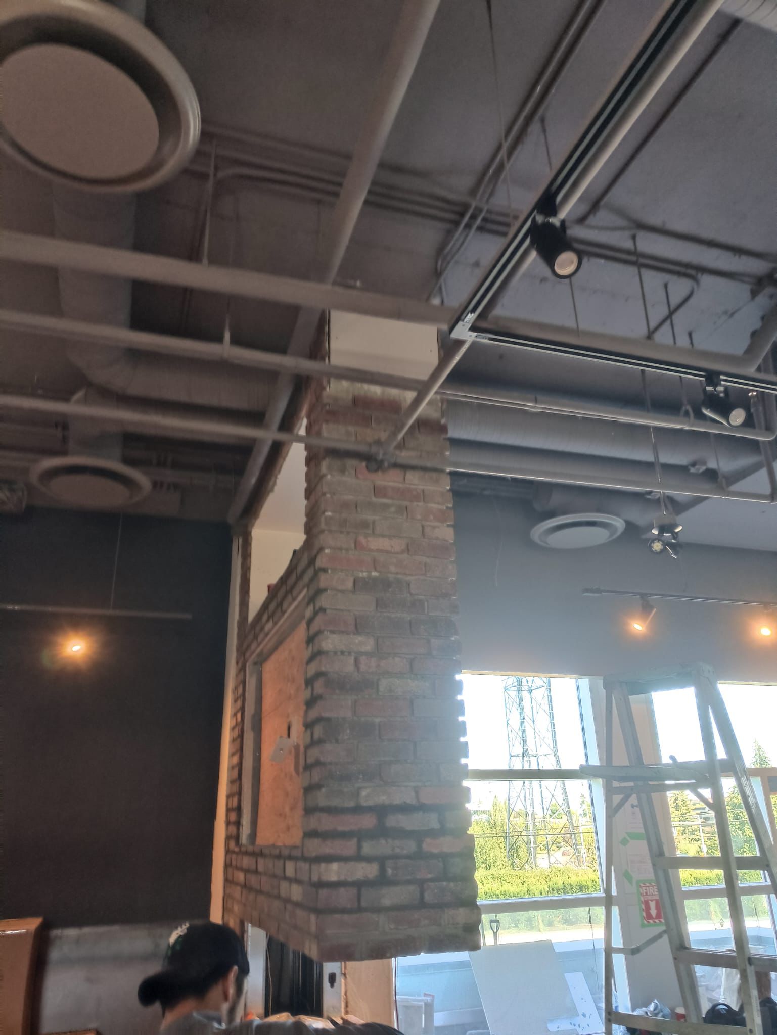 Brick pillar under construction — Tap & Barrel, South Surrey