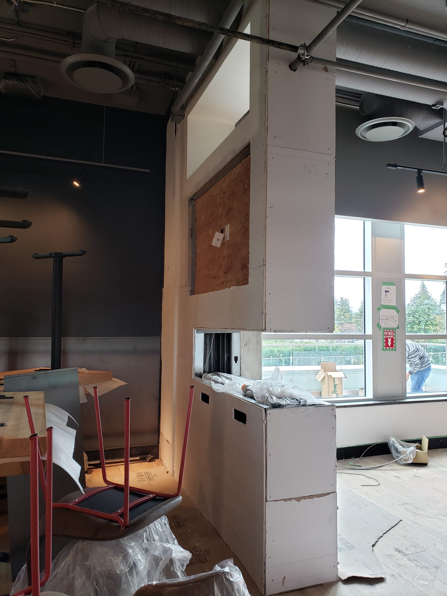 Framed pillar with rough openings before brick veneer — Tap & Barrel