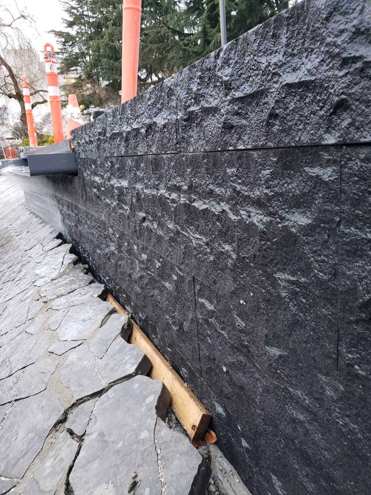 Split-Face Basalt Detail — Minoru Lakes, Richmond